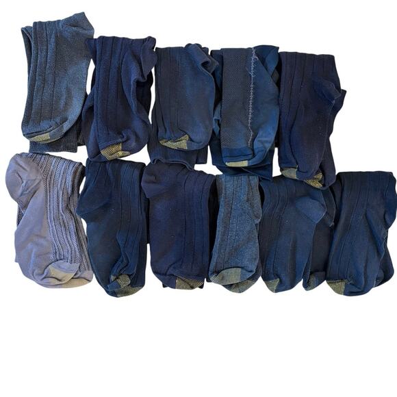 Men's Gold Toe Dress Sock Lot of 11 Pairs Black Gray Fancy Socks Size 10-13 - Picture 1 of 1